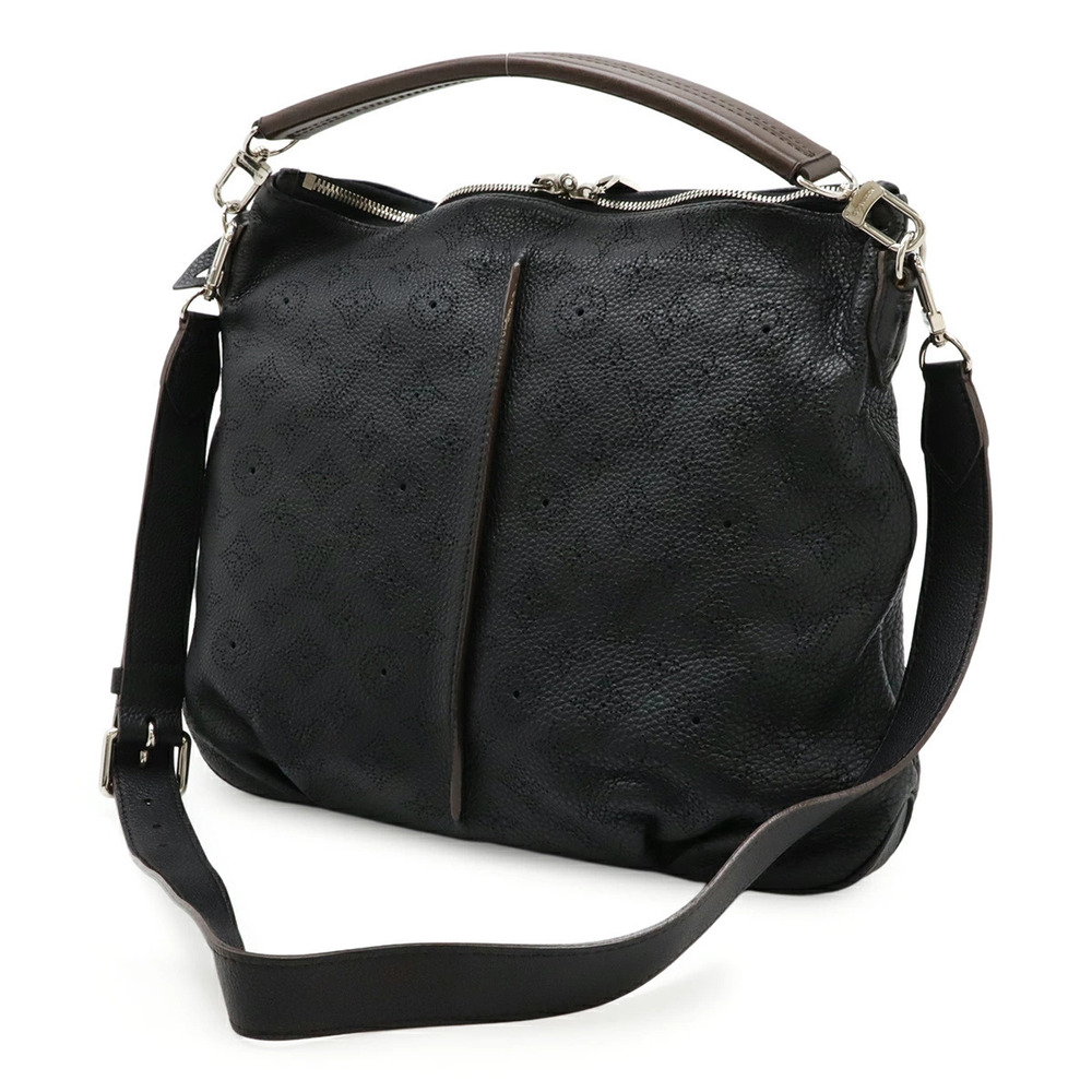 Louis Vuitton 2way Crossbody Shoulder Black Bag Noir Selene Mahina Black